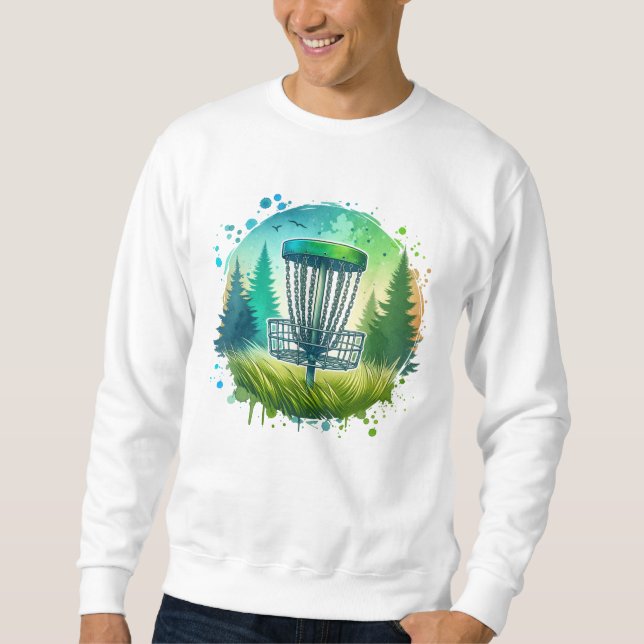 Green and Blue Disc Golf Themed Sweatshirt (Front)