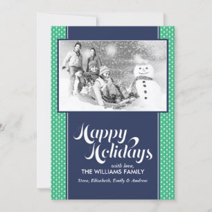 Green and Blue Dotted Lines Custom Holiday Cards