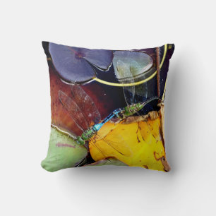green and blue dragonfly, green eyes cushion