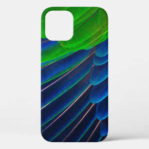 Green and blue feather close-up photography iPhone 12 case