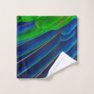 Green and blue feather close-up photography wash cloth