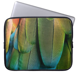 Green and blue feathers laptop sleeve