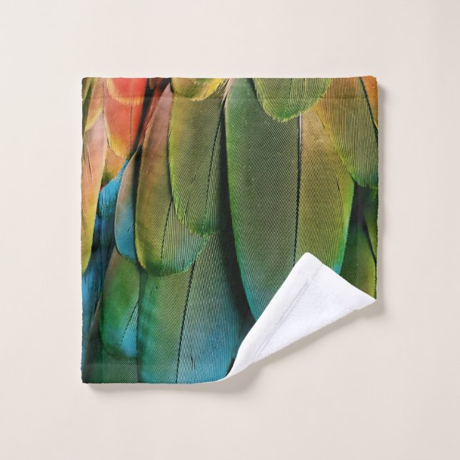 Green and blue feathers wash cloth (Wash Cloth)