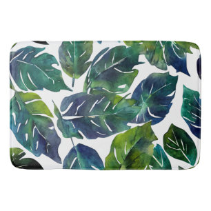 Green and Blue Foliage Philodendron Botanical   Bath Mat