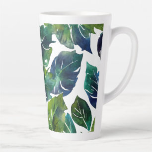 Green and Blue Foliage Philodendron Botanical Latte Mug