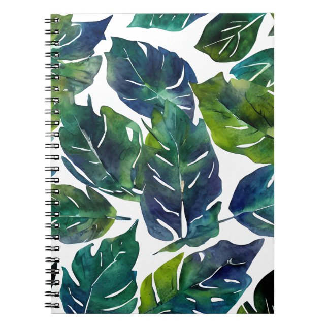 Green and Blue Foliage Philodendron Botanical   Notebook (Front)