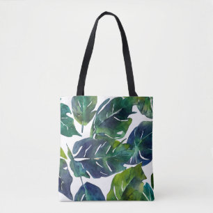 Green and Blue Foliage Philodendron Botanical   Tote Bag