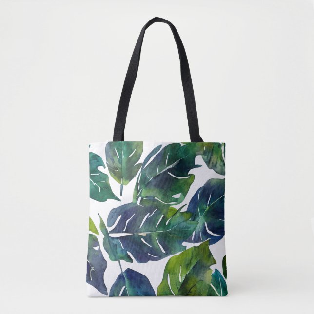 Green and Blue Foliage Philodendron Botanical   Tote Bag (Front)