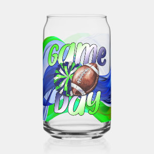 Green and Blue football team colors Can Glass