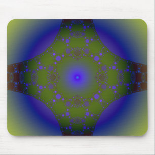 Green and Blue Fractal Mouse Pad