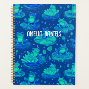 Green And blue Frog Personalised Planner