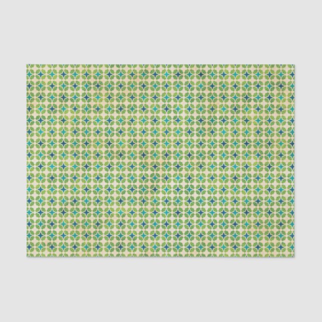 Green and Blue Geometric Pattern Tissue Paper (Front)