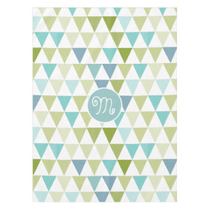 Green and Blue Geometric Triangle Pattern Tablecloth