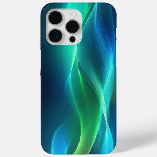 Green and blue glowing lines iPhone 15 pro max case