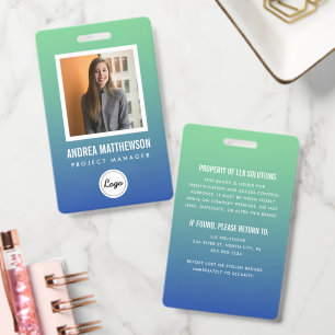 Green and Blue Gradient Employee ID Badge