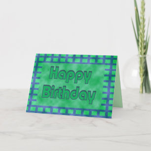 green and blue Happy Birthday Card
