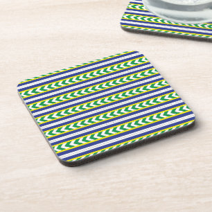 Green and blue Latvian Latgale Ethnic Folk art Coaster