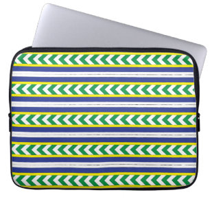 Green and blue Latvian Latgale Ethnic Folk art Laptop Sleeve