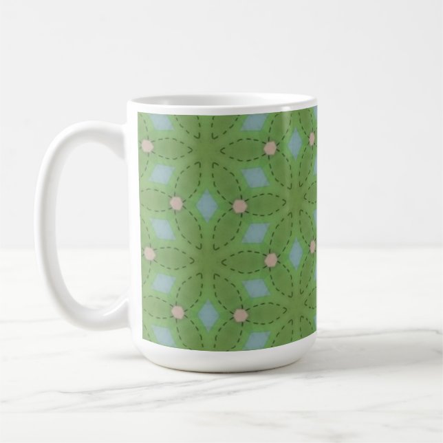 Green and Blue Leafy Pattern Mug (Left)