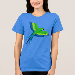 Green and Blue Macaw / Parrot in flight    Tri-Blend Shirt