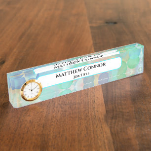 Green and Blue Marble Classy Modern Personalised   Nameplate