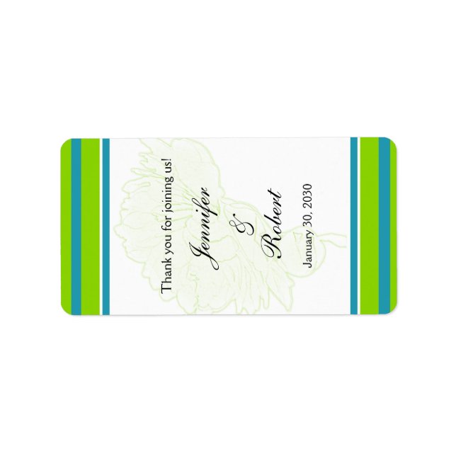Green and Blue Modern Floral Frame Wedding Lip Bal Label (Front)