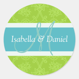 Green And Blue Monogram Seal Stickers