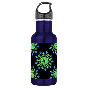 Green and blue neon flower 532 ml water bottle