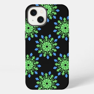 Green and blue neon flower Case-Mate iPhone case