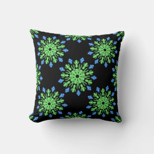 Green and blue neon flower cushion