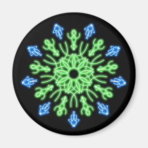 Green and blue neon flower magnet