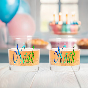 Green And Blue Noah Name, Whiskey Glass