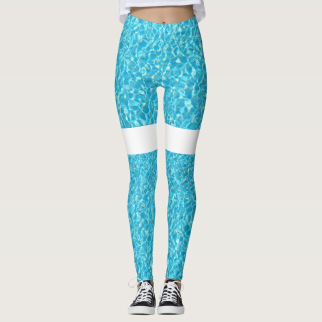 Green and blue ocean waves leggings (Front)