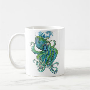 Green and Blue Octopus Coffee Mug