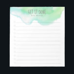 Green and Blue Ombre Watercolor To-Do List Notepad<br><div class="desc">Keep track of your to-do list with this personalised notepad. The design features a green and blue ombre watercolor at the top,  a customisable header that reads "Get it Done",  beneath you can add your name and 12 lines to add your tasks and check them off.</div>
