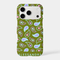 Green and Blue Paisley Floral Pattern Personalised
