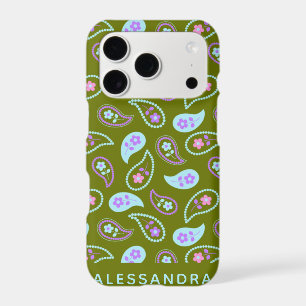Green and Blue Paisley Floral Pattern Personalised