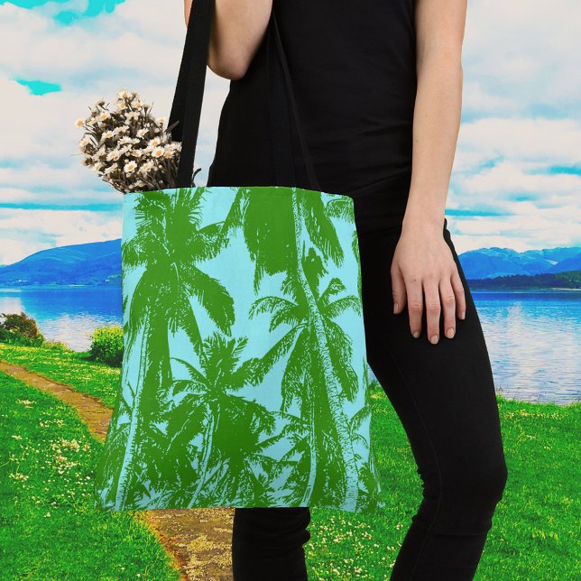 Green and Blue Palm Trees Design Tote Bag (Creator Uploaded)