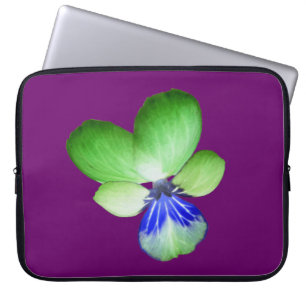 Green and Blue Pansy Laptop Bag