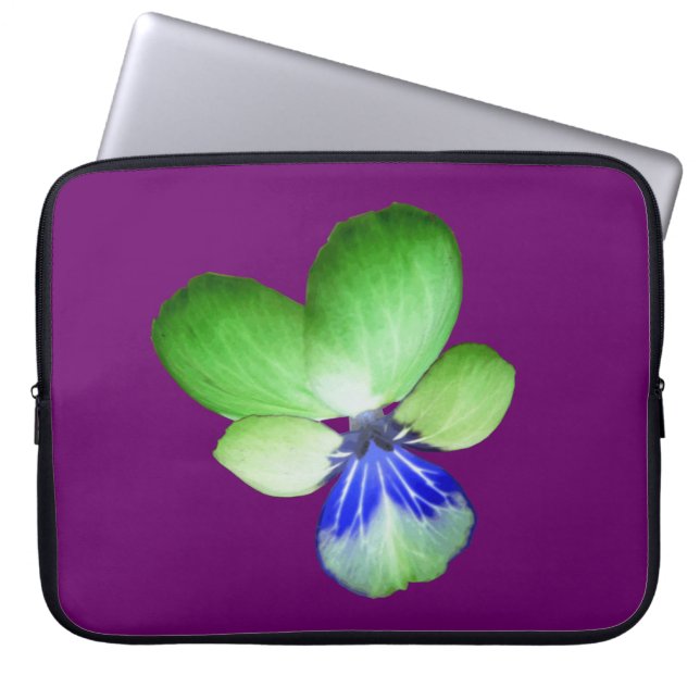 Green and Blue Pansy Laptop Bag (Front)
