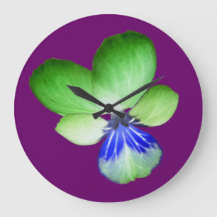 Green and Blue Pansy Wall Clock