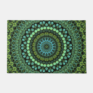 Green and Blue Peacock Mandala Design Doormat
