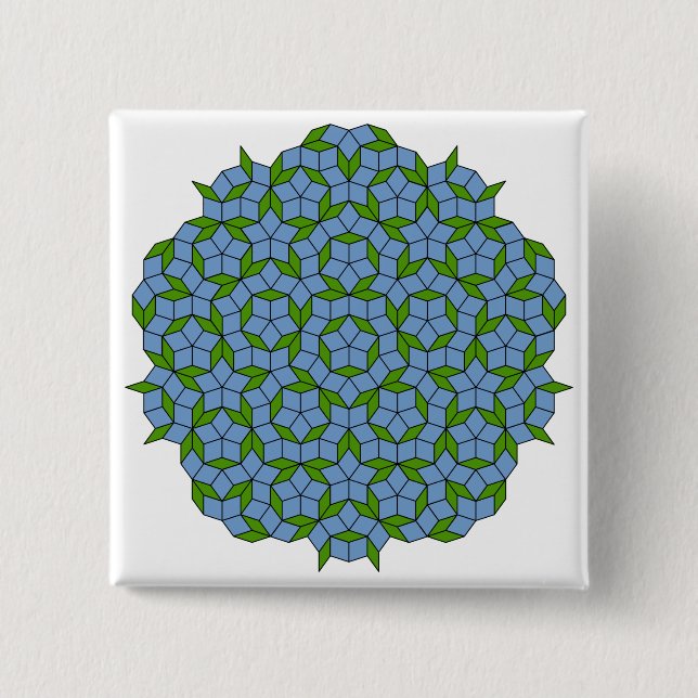 Green and Blue Penrose Rhombus Pattern 15 Cm Square Badge (Front)