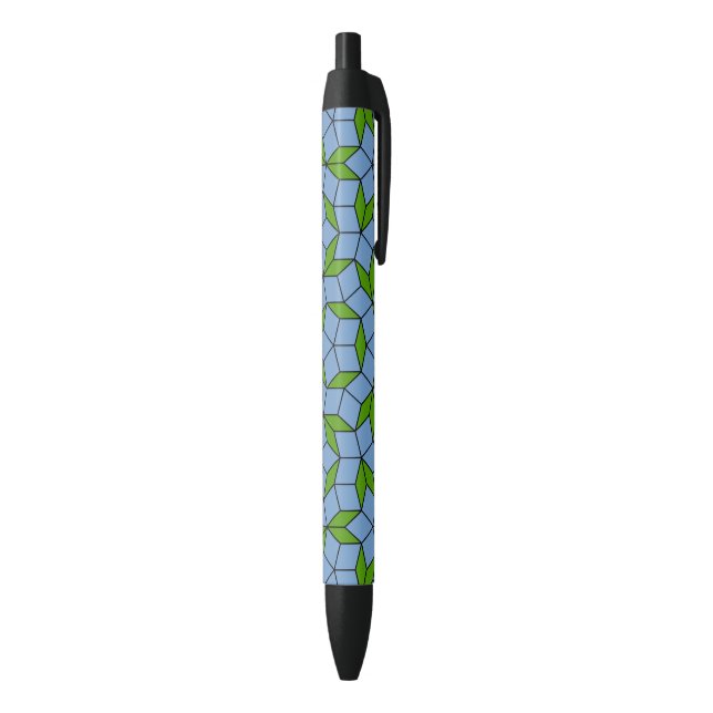 Green and Blue Penrose Rhombus Pattern Black Ink Pen (Bottom (Vertical))