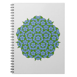 Green and Blue Penrose Rhombus Pattern Notebook