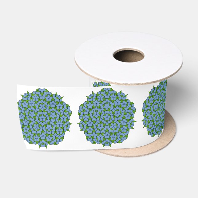 Green and Blue Penrose Rhombus Pattern Satin Ribbon (Spool)