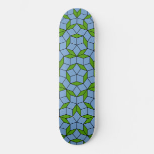 Green and Blue Penrose Rhombus Pattern Skateboard