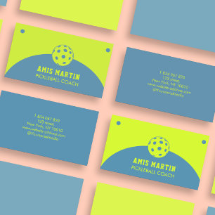 Green And Blue Pickleball Instructor Business Card