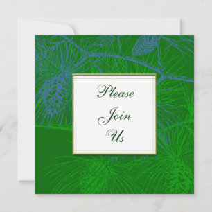 Green and Blue Pine Custom Invitation Template