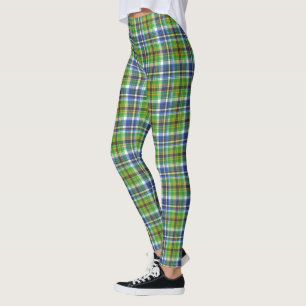 Green And Blue Plaid Leggings